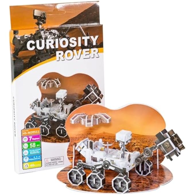3D PUZZLE SPACE & ORBITAL CURIOSITY ROVER MINI UNIQUE & COLLECTIBLE MODEL ASSEMBLY BUILDING KIT FOR KIDS & ADULTS 58PCS - Image 1